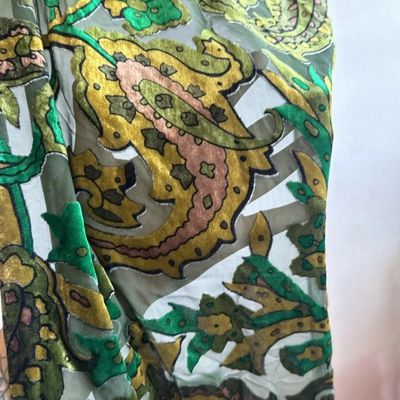 Cynthia Rowley Green Paisley Velvet Burnout Scarf - Picture 3 of 9